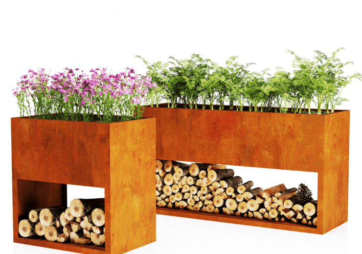 Planters with Firewood Storage